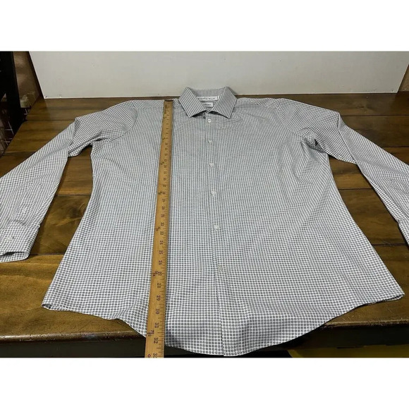 Mizzen & Main Shirt Mens XX Large Trim Fit White Blue Print Leeward Stretch - Picture 6 of 10